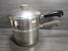 Vtg 1801 Revere Ware Copper Bottom 3 Qt Saucepan and Steamer with Lid picture