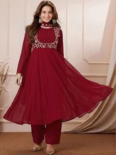 Bollywood Red Anarkali Suit Designer Wedding Party Wear Salwar Kameez Gown picture