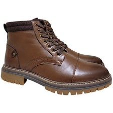 Vance Co. Fegan Cap Toe Ankle Combat Work Boots Size US 8.5 Brown Faux Leather picture