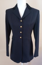 VTG Borso D'Este Italy Ladies Wool Blend Show Blazer Velvet Accent Navy EU40/US8 picture