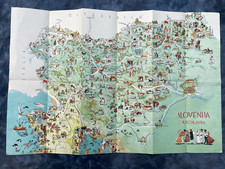 Vintage Slovenia Yugoslavia Map 1959 Leon Koporc Tourist Art Slovenija picture