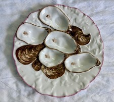 Antique Haviland Limoges Turkey Oyster Plate Pink Rim Both marks Circa 1876-1889 picture
