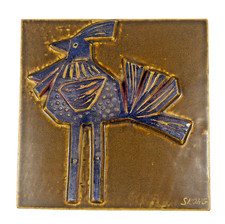 VTG Danish Modern Borje Skohg Ceramic Wall Plate BIRD TILE Gustavsberg SWEDEN picture