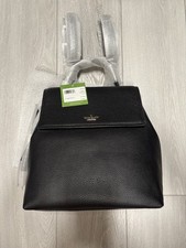 NWT kate spade Black Kingston drive simona Pebbled Leather Flap Backpack picture