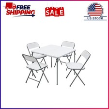 Mainstays 5 Piece Resin Card Folding Table and Four Folding Chairs Set, White picture