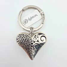 New w Tags BRIGHTON 'Love Affair' Heart Keyring Key Chain Key Fob Silver Plate picture