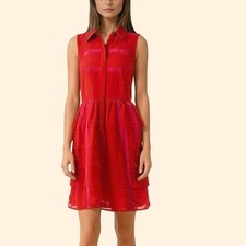 Sachin + Babi Red Sleeveless Tiered Casual Dress Collared Party Size 0 picture