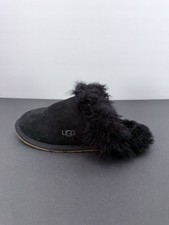 Ugg Scuff Sis Slipper Women’s Size 8 Black Suede Fluffy Sheepskin Collar Slip On picture