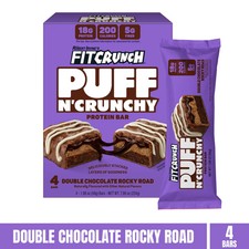 FITCRUNCH Puff n' Crunchy, Double Chocolate Rocky Road, 18g Protein, 4 Count picture