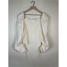 REGINA PYO Size 12 Cottagecore Regent Square Neck Ruched Puff Sleeve Peasant Top picture