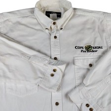 Mens L Cope Skoal Pro Rodeo Button Down Shirt White Cotton Twill Western Rodeo picture