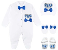 Lilax Baby Boy Jewels Crown Layette 4 Piece Gift Set picture