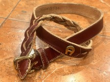 AIGNER VINTAGE BURGUNDY LEATHER BRAIDED GOLD 