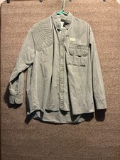 Tag Safari Long Sleeve Shirt L Olive Green Quilted Shoulder Patch READ VINTAGE picture