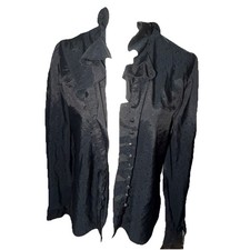 Vintage Malouf of Dallas Secretary Top Womens 14 Black Pleats Feminine 70s  (AH9 picture