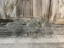 6 La Rochere Canaries glass sherbet desert bowls vintage clear France heavy picture