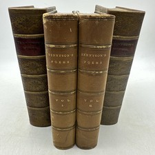 Tennyson Poems 1866 2 Vol Set 3/4 Leather Antique Poetry (AC67) picture
