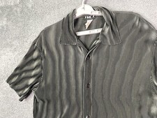 VTG YMLA Shirt Mens Medium Green Ribbed SS Disco Party Sheer Club Raver USA Rare picture