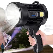 900000000LM Bright Solar/USB Rechargeable LED Spotlight Flashlight Searchlight picture