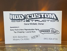 Gene WINFIELD CUSTOM SHOP Hot Rod Mojave CA Custom Car BUSINESS CARD WINDFIELD'S picture