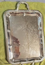 Vintage Godinger Silver Art Co Rectangular Serving Tray Handles Victorian Chased picture