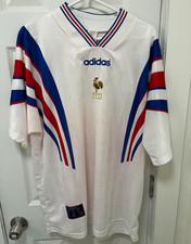 adidas France National Team Soccer Jersey White Blue Red XXL Vintage picture