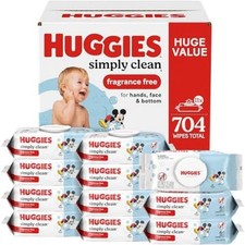Huggies Simply Clean Unscented Baby Wipes, 11 Flip-Top Packs (704 Wipes Total) picture