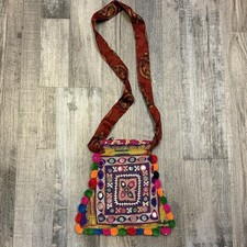 Indian Banjara Bag Boho Mirror Patchwork Purse Poms Embroidered Handmade Ethnic picture