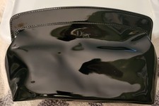 Dior Dior Beaute Black Patent Makeup Bag/clutch Red Lining W/ Mirror picture
