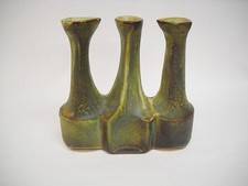 Rare MCM MATT CAMPS HOLLAND BRUTALIST POTTERY VESSEL-TRIPLE BUD VASE-B88-VG picture