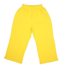 Shiny by Nature Womens Yellow Drawstring Casual WIde Leg Cropped Sweatpants S picture