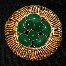 Rare Vintage 1960s Signed Napier Cluster Faux-Jade peaking glass pin Brooch picture