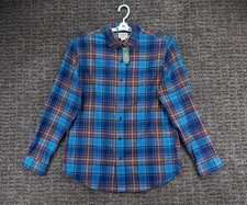 LL Bean Shirt Mens Medium Blue Scotch Plaid Flannel Slightly Fitted Outdoor NWT picture