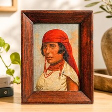 Fantastic Signed South American Woman Portrait Antique Oil Painting Art Culture picture