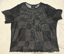 Harley-Davidson Womens Sheer Mesh Short Sleeve Top Black/Gray Print 2XL picture