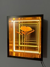  3D Infinity Mirror Wall Light Box Handmade Wood Frame Floral Decor Unique Gift  picture