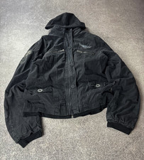 Vintage Avant Garde Faded Washed Hooded Jacket Embroidered Biker Streetwear picture