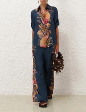 Zimmermann Ascension Set Size 3/ 14AU/ 10US Top & Pants Silk Navy Blue￼ picture
