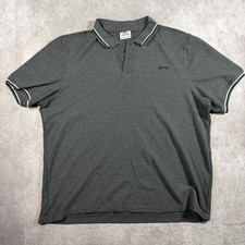 Slazenger Mens 3XL Charcoal Grey Tipped Pique Polo Shirt Short Sleeve Logo picture