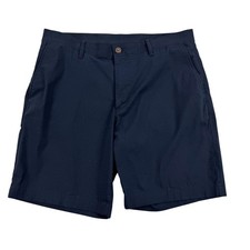 Faherty Reserve Shorts Mens 32 Navy Blue Golf Coolmax Stretch Chino Casual 34x8 picture