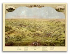 1866 Lansing Michigan Vintage Old Panoramic City Map - 18x24 picture