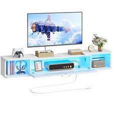 Hoobro Floating Tv Stand Led Light Power Outlet For Up To 65 Wall Mounted Tv picture