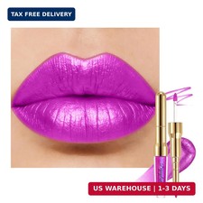 Depuplum Purple Metallic Lipstick and Lip Liner Combo Makeup 2-in-1 Shimmer Glit picture
