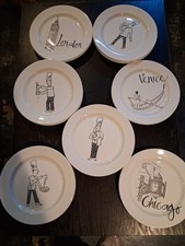 7 Wedgwood Grand Gourmet dinner plates Venice London Chicago mint condton picture