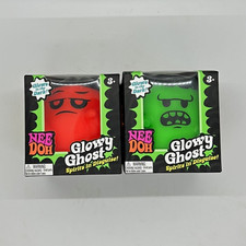 2x NeeDoh Squishy Glowy Ghosts Glow in Dark. Green + Orange Halloween Schylling  picture