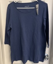 Coldwater Creek Blue Long Sleeve Top Size Petite Large NWT picture