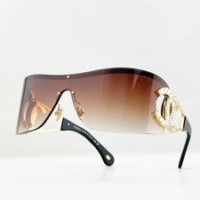 CHANEL CH9579B Shield Sunglasses Gold Frame Brown Gradient Lens Crystal CC picture