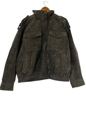 Zara Womens Suede Gray Bomber Jacket XL Leather Collection 4341/770 NWOT picture