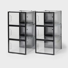 6pk Shoe Storage Box Clear with Black - Brightroom picture