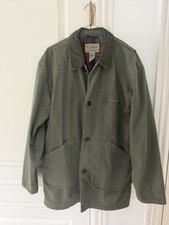 Vintage LL Bean Canvas Barn Coat Field Chore Jacket Mens M Plaid Lined 0JV69 picture